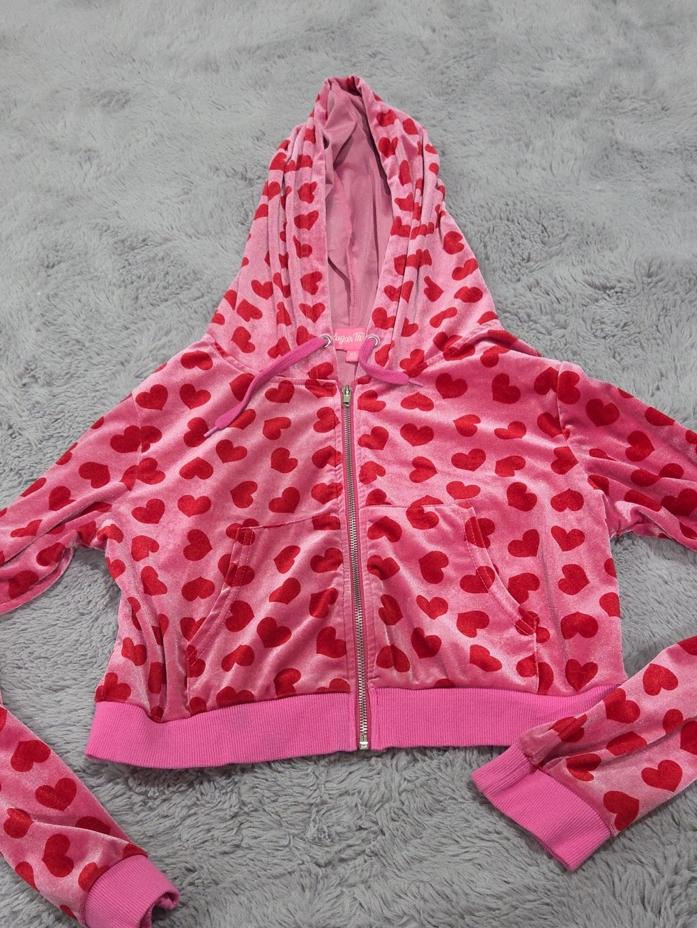 Dolls Kill Sugar Thrillz Jennifers Body Horror Heart-Print Cropped Zip Hoodie
